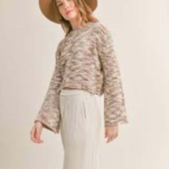 Sadie & Sage Gabriella Brown Bell-Sleeve Knit Sweater - Picture 1 of 2